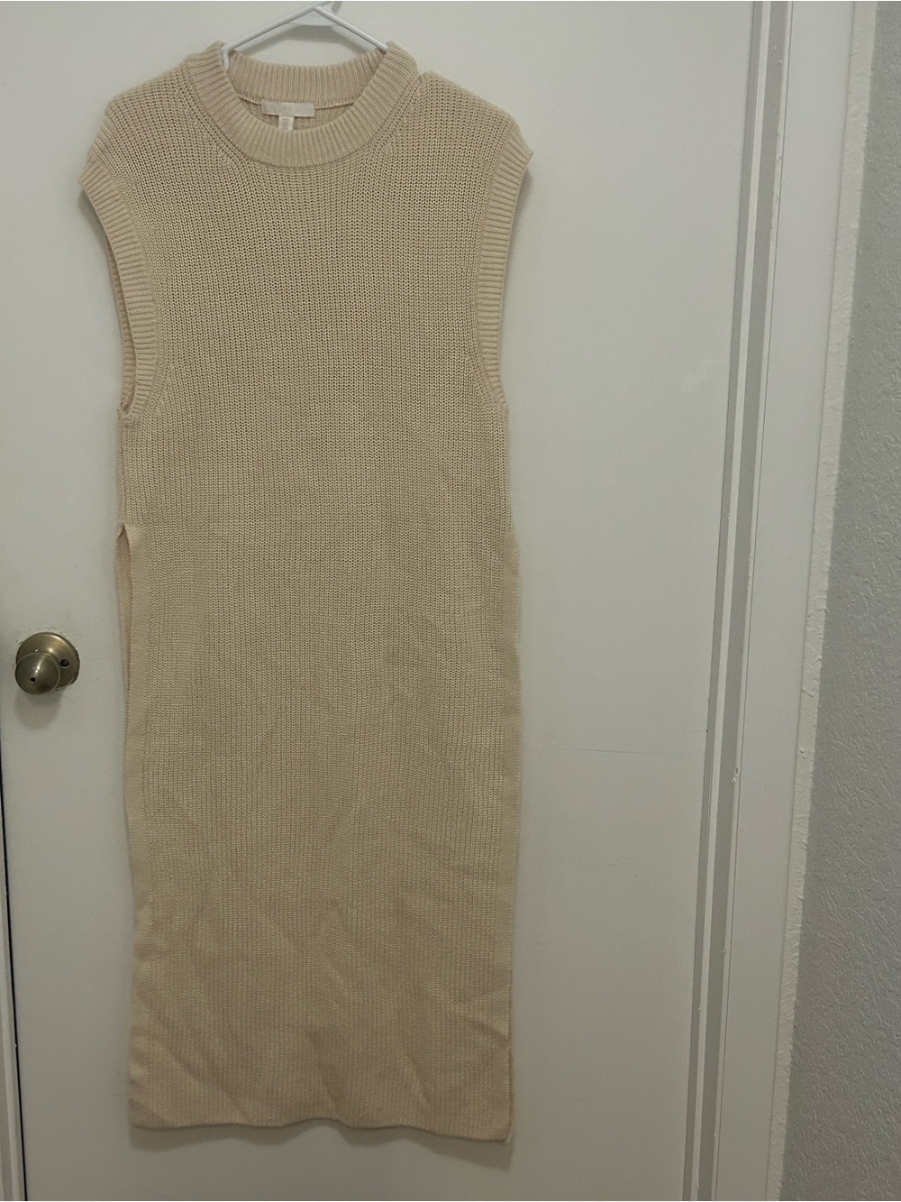 H&M Sleeveless Knit Midi Dress in Beige